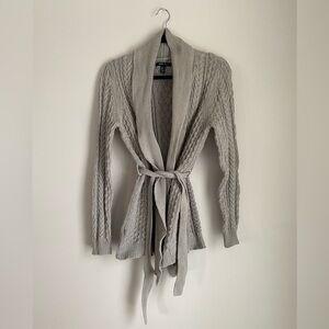 MNG Basics cable knit cardigan with waist tie size medium